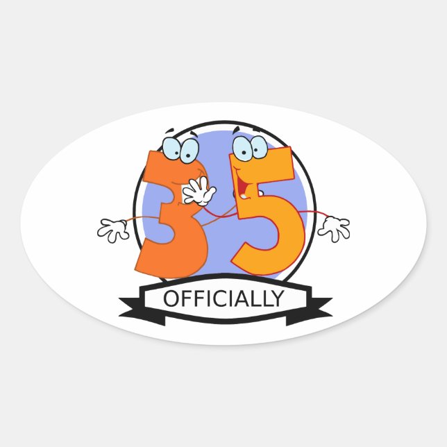 Officially 35 Birthday Logo Oval Sticker (Front)