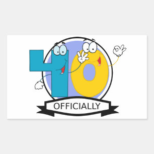 Officially 40 Birthday Banner Rectangular Sticker
