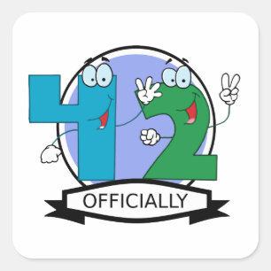 Officially 42 Birthday Banner Square Sticker