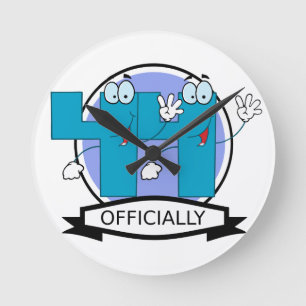 Officially 44 Birthday Banner Round Clock