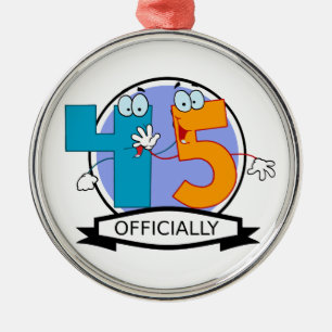 Officially 45 Birthday Banner Metal Tree Decoration
