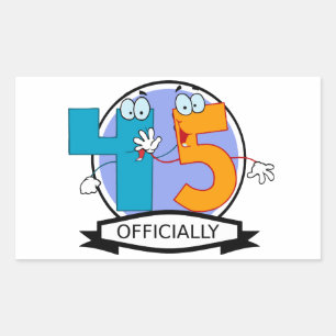 Officially 45 Birthday Banner Rectangular Sticker