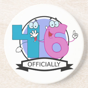 Officially 46 Birthday Banner Coaster