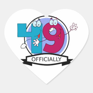 Officially 49 Birthday Banner Heart Sticker