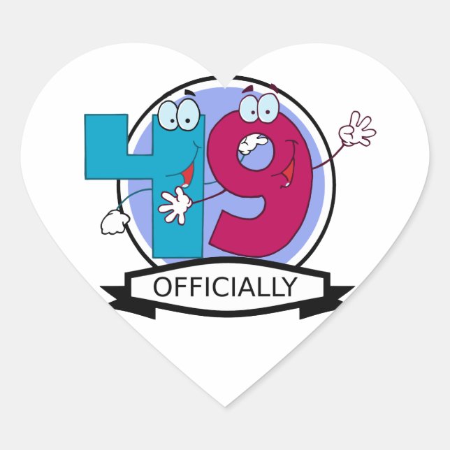 Officially 49 Birthday Banner Heart Sticker (Front)