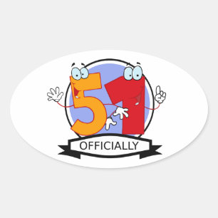 Officially 51 Birthday Banner Oval Sticker