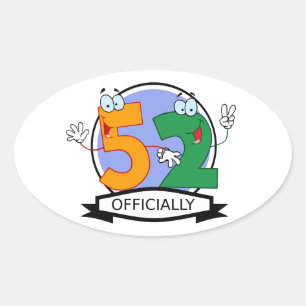 Officially 52 Birthday Banner Oval Sticker
