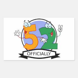Officially 52 Birthday Banner Rectangular Sticker