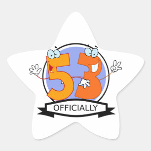 Officially 53 Birthday Banner Star Sticker
