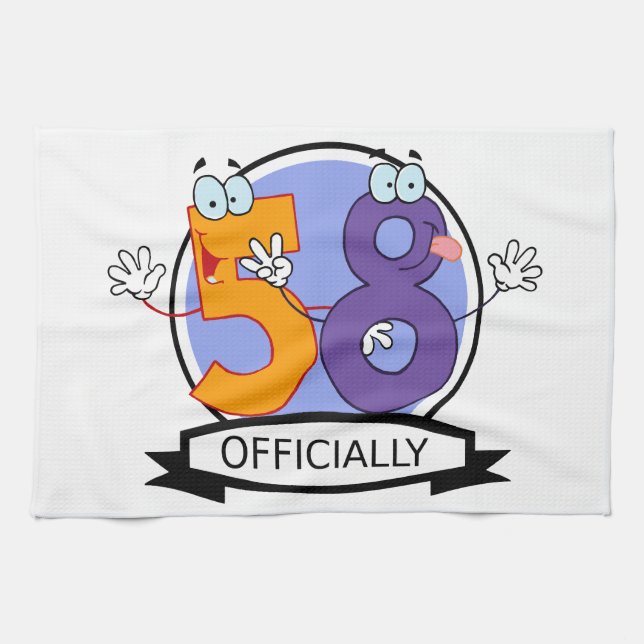 Officially 58 Birthday Banner Tea Towel (Horizontal)