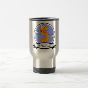 Officially 5 Birthday Banner Travel Mug