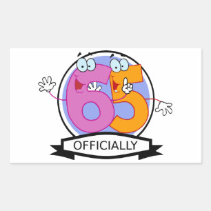 Officially 65 Birthday Banner Rectangular Sticker