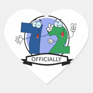 Officially 72 Birthday Banner Heart Sticker