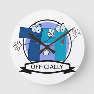 Officially 74 Birthday Banner Round Clock