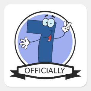 Officially 7 Birthday Banner Square Sticker