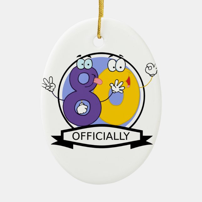 Officially 80 Birthday Banner Ceramic Tree Decoration (Front)