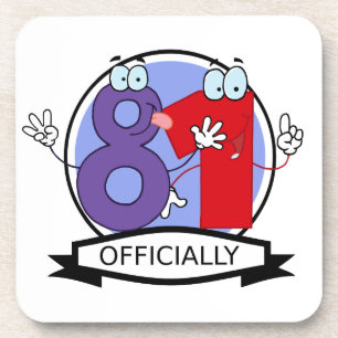 Officially 81 Birthday Banner Coaster