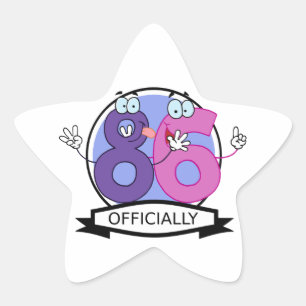 Officially 86 Birthday Banner Star Sticker