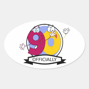 Officially 90 Birthday Banner Oval Sticker