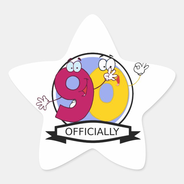 Officially 90 Birthday Banner Star Sticker (Front)
