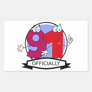Officially 91 Birthday Banner Rectangular Sticker