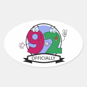 Officially 92 Birthday Logo Oval Sticker