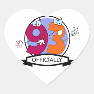 Officially 93 Birthday Banner Heart Sticker