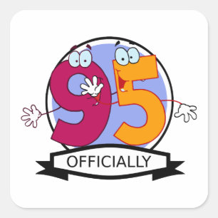 Officially 95 Birthday Logo Square Sticker