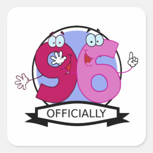 Officially 96 Birthday Banner Square Sticker