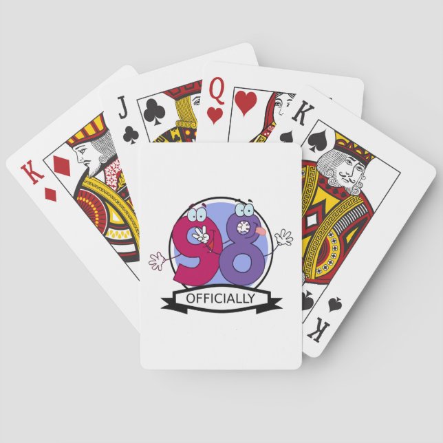 Officially 98 Birthday Banner. Playing Cards (Back)
