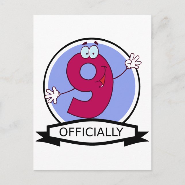 Officially 9 Birthday Banner Postcard (Front)