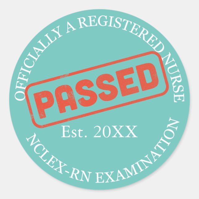 officially a registered nurse - passed nclex-rn classic round sticker (Front)