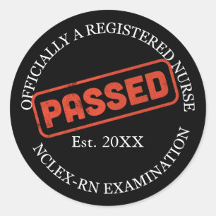 officially a registered nurse - passed nclex-rn classic round sticker