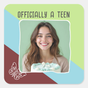 Officially A Teen 13th Birthday Party Custom Photo Square Sticker