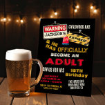 Officially an Adult Warning turning 18 Birthday Invitation<br><div class="desc">Warning! Childhood has Expired and your child is Officially an Adult! Features warning signs, red alarm light and fun fonts on a black background. Warning tape on the back but that can be removed if you'd like. Perfect for a funny 18th birthday! Choose printed or a digital download or both!...</div>