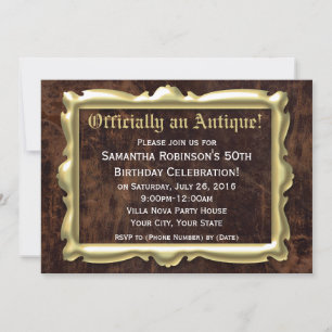 Officially Antique Funny 50th Birthday Party Invitation