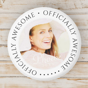 Officially Awesome Modern Simple Birthday Photo Magnet
