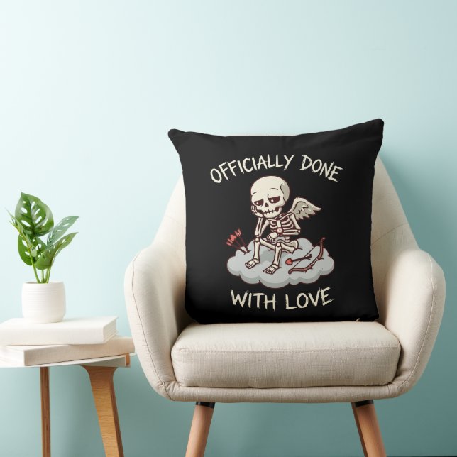 Officially Done With Love Skeleton Cupid Design Cushion (Chair)