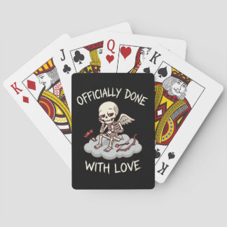 Officially Done With Love Skeleton Cupid Design Playing Cards