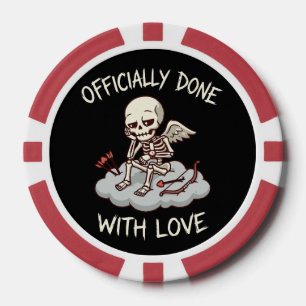 Officially Done With Love Skeleton Cupid Design Poker Chips