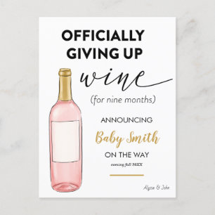 Officially Giving Up Wine Funny Pregnancy Announcement Postcard