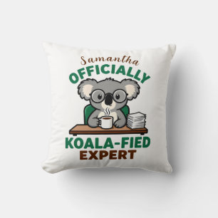 Officially Koala-fied Expert Funny Coffee Pun Cushion