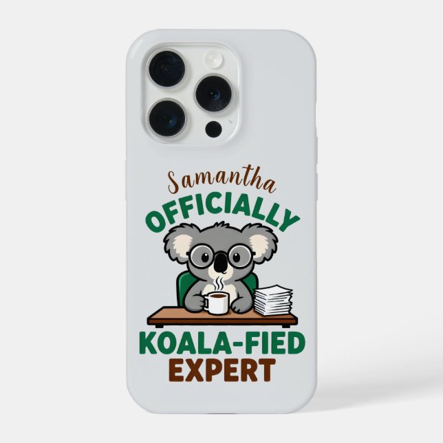 Officially Koala-fied Expert Funny Coffee Pun iPhone Case (Back)