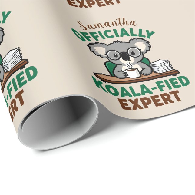 Officially Koala-fied Expert Funny Coffee Pun Wrapping Paper (Roll Corner)
