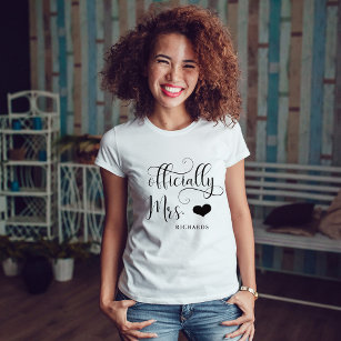 Officially Mrs   New Bride Personalized with Heart T-Shirt