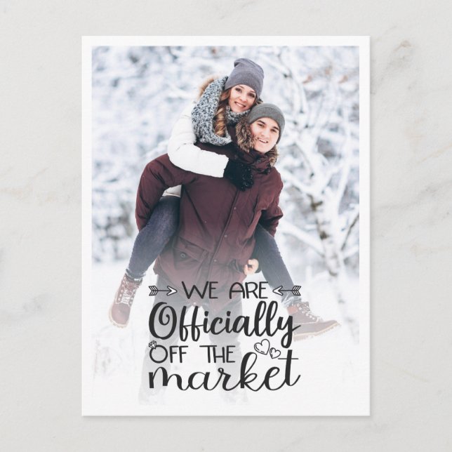 Officially off the market engagement save the date postcard (Front)