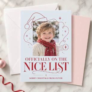 Officially on the Nice List Blue Christmas Photo Holiday Card