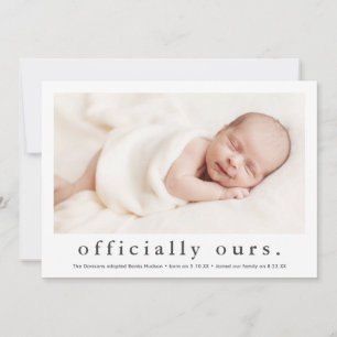 Officially Ours Minimal Photo Adoption Announcement
