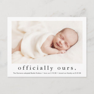 Officially Ours   Minimal Photo Adoption  Postcard