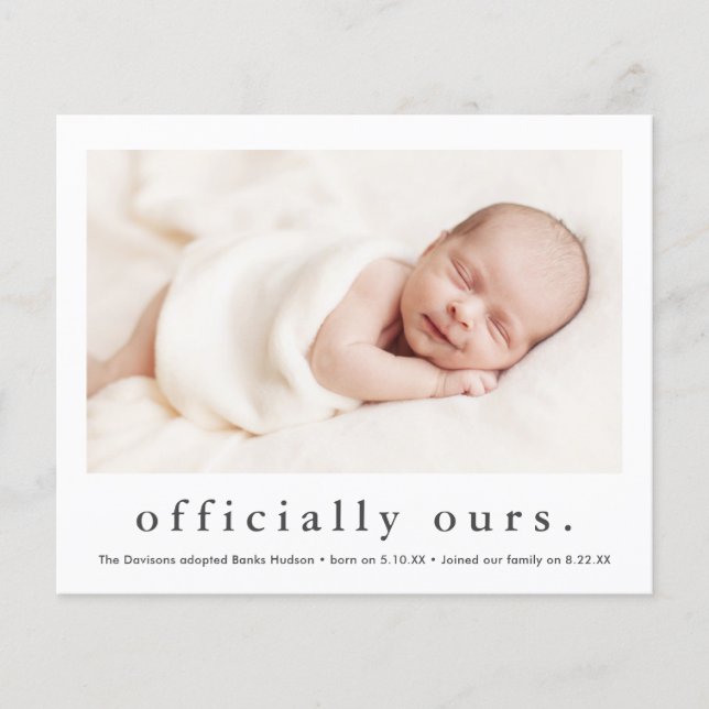 Officially Ours Photo Adoption Announcement (Front)